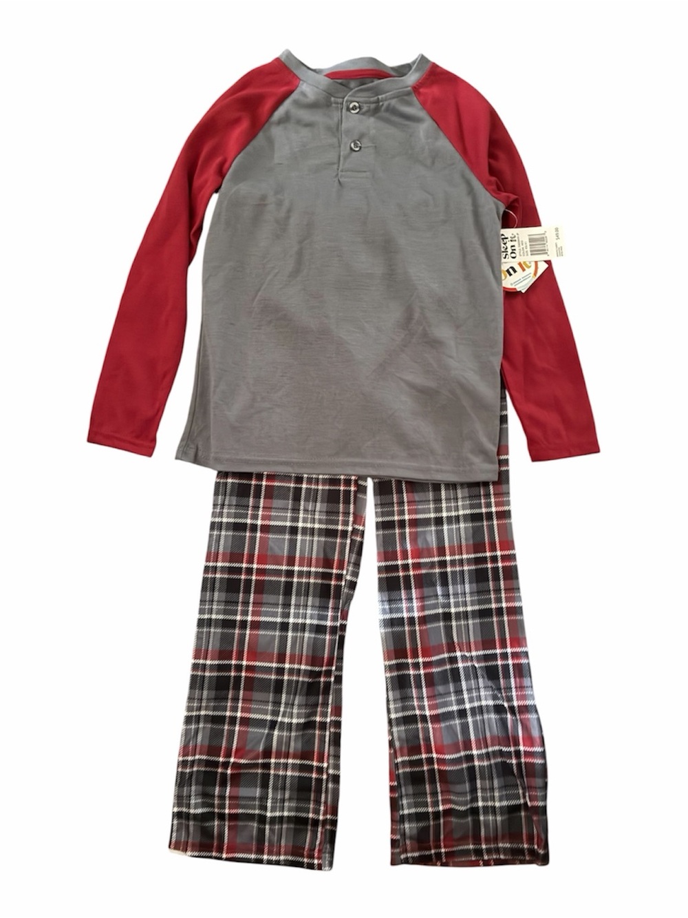 Sleep On It Red & Gray Raglan Top with Plaid Pajama Pants